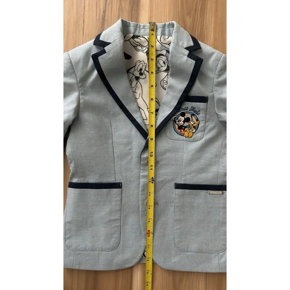 One Friday Disney Mickey Mouse & Pluto Boys Blazer Jacket Blue Sz 4-5Y Wedding
